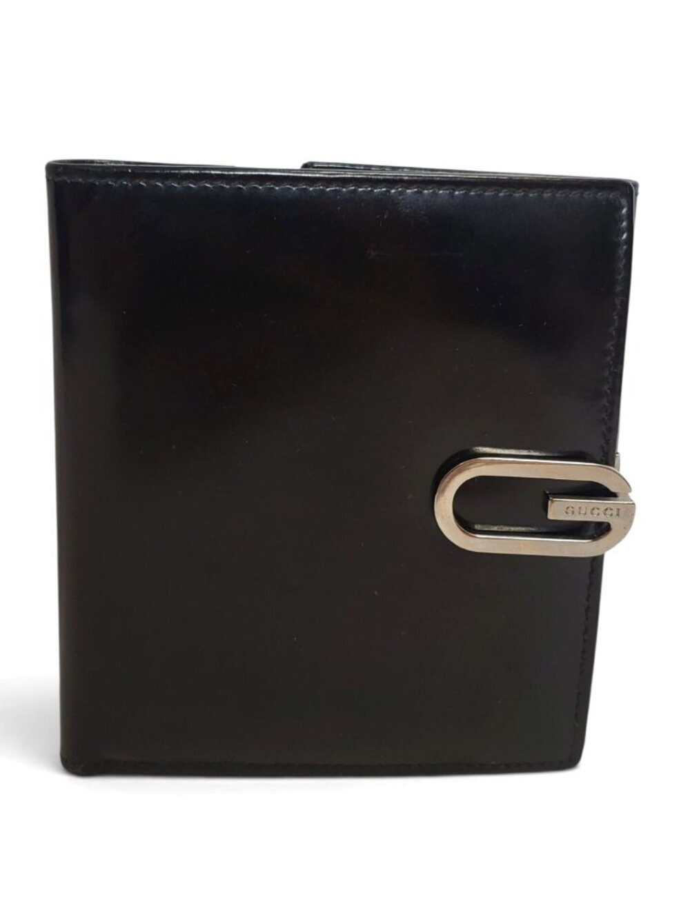 Vintage Gucci Tom Ford Era Leather Wallet Black Smooth G Clasp Bifold Italy - Picture 15 of 15